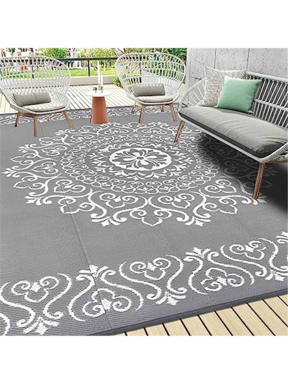 Waterproof Outdoor Rug 8x10, Reversible Plastic Straw Patio Camping Rug
